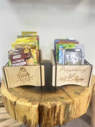Elegancki Drewniany komplet 2 Organizerów na przyprawy - 9 Przegródek
