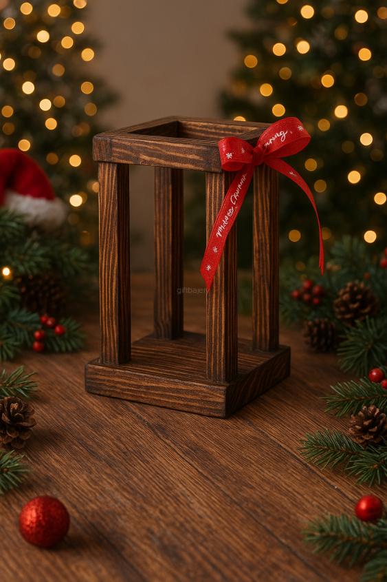 Lampion rustykalny drewniany prosty