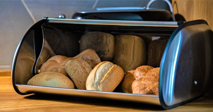 DUŻY CHLEBAK pojemnik na chleb pieczywo SREBRNY