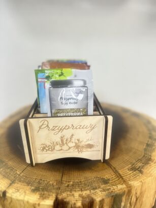 Elegancki Drewniany Przyprawnik 9 Przegródek – Organizer na Przyprawy