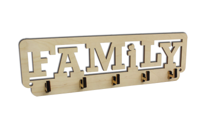 Wieszak na klucze drewniany - FAMILY - 5 HACZYKÓW