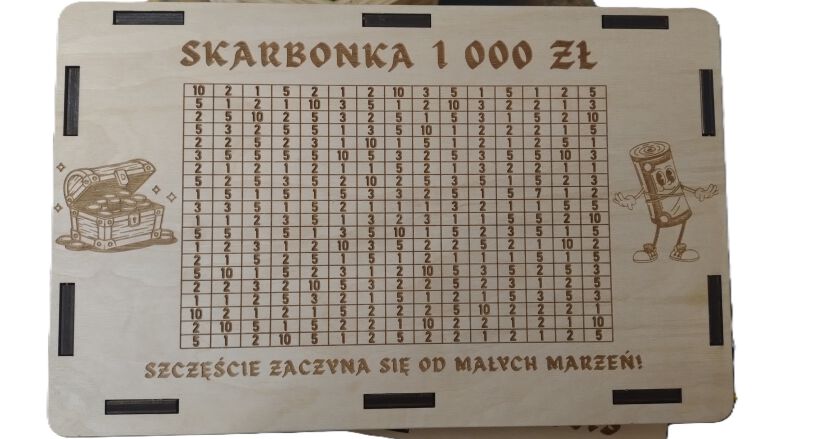 Skarbonka WYKREŚLANKA ze sklejki  1000zł