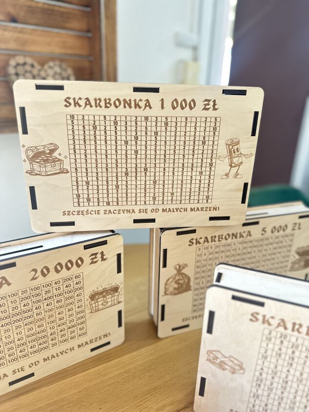 Skarbonka WYKREŚLANKA ze sklejki  20000zł