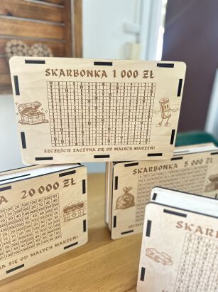Skarbonka WYKREŚLANKA ze sklejki  20000zł